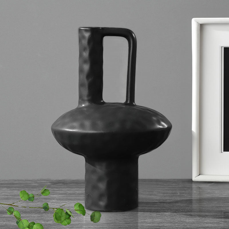 20x30cm Black Ceramic Handmade Vase Contemporary Minimalist Home Decor