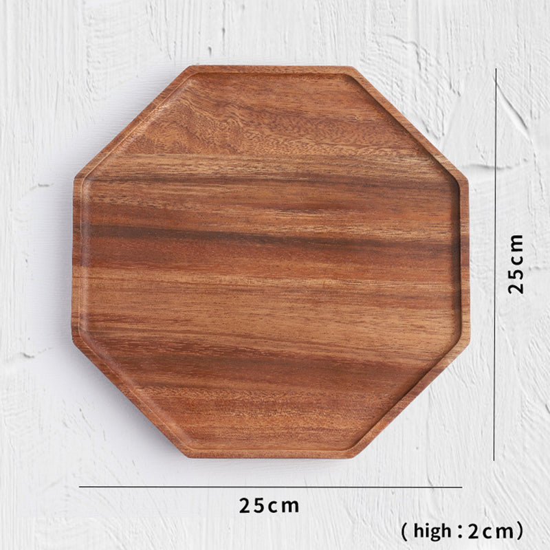 2X 25cm Octagon Acacia Wood Serving Tray Charcuterie Board Oak