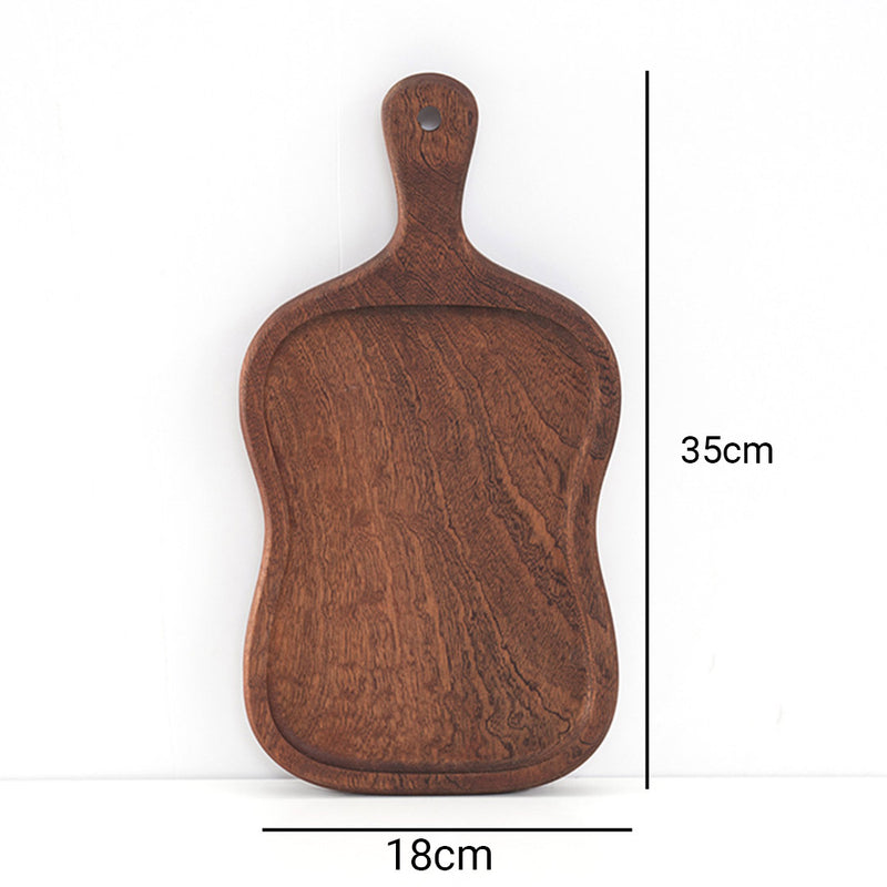 Ebony Wood Serving Tray Paddle With Handle 18cmx35cmx2cm Brown Raised Edges
