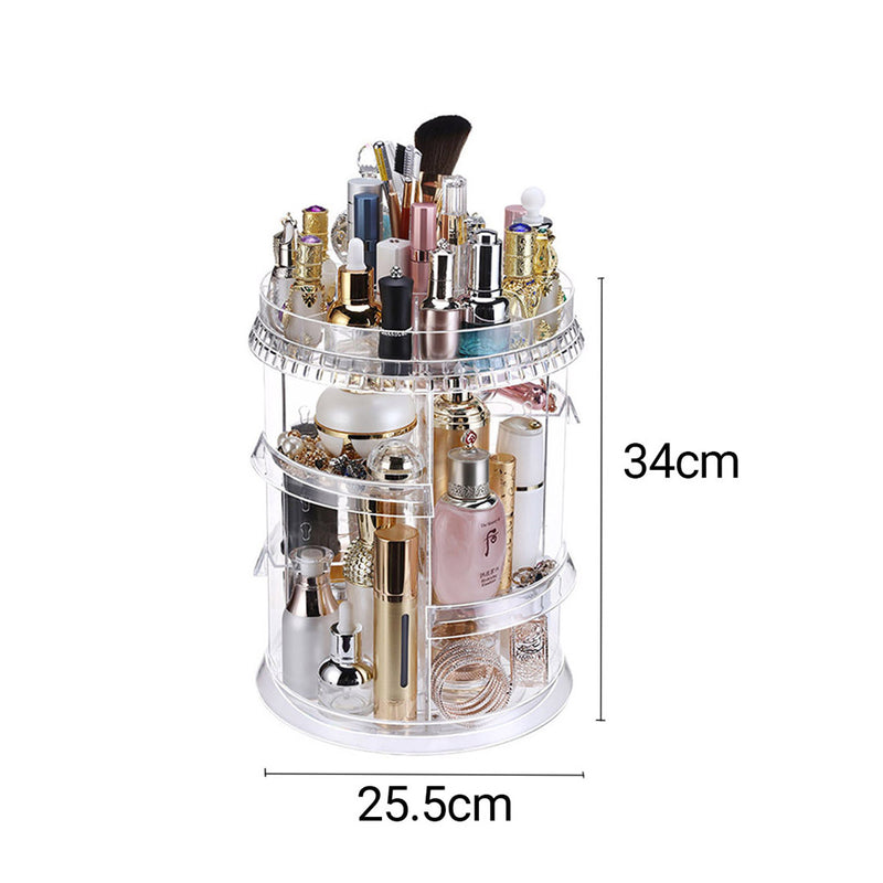 2X 360 Degree Rotating Makeup Organiser Plastic Holder Stand Transparent