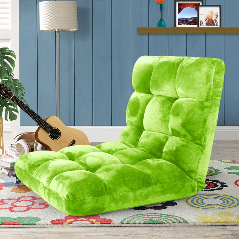 4X Folding Floor Recliner Cushion 100cmX45cmX8cm Memory Foam 6 Position Green