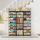21-Tier Shoe Storage Rack Space-Saving Organizer Black with Handle 128cm