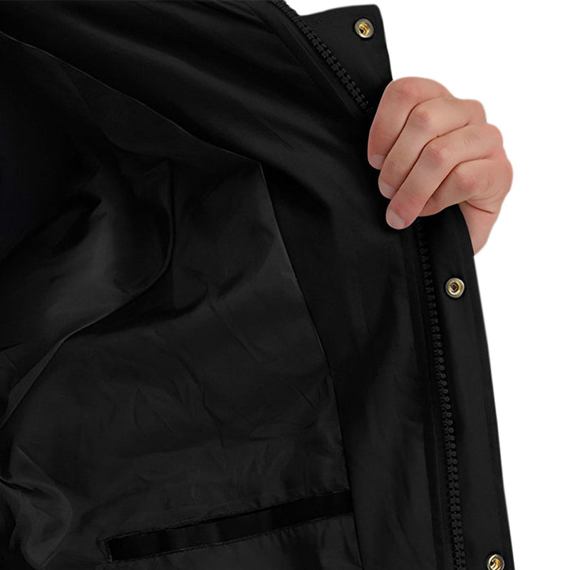 XL Black Long Hooded Down Puffer Coat Quilted Polyester Elastane