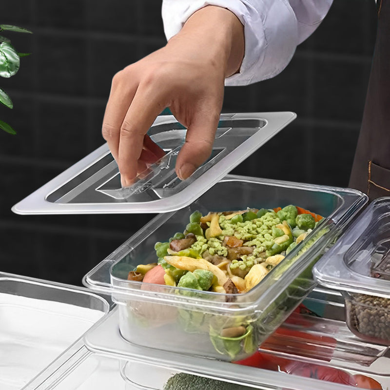 Polycarbonate Gastronorm 1/3 GN Lid Food Tray Cover Transparent Set of 6