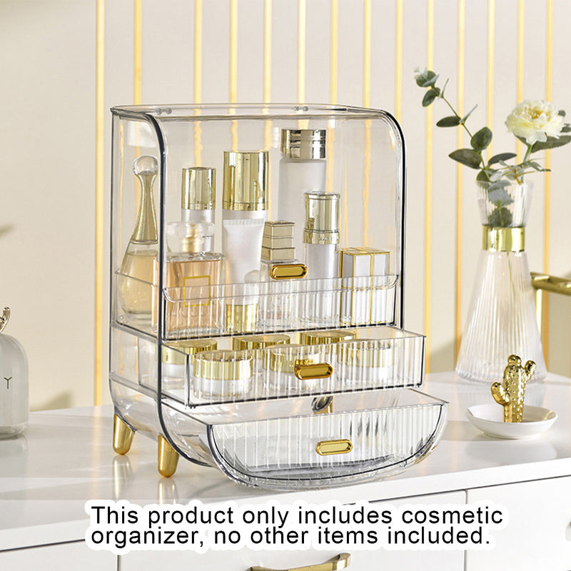 2X 3 Tier Transparent Abs Cosmetic Organizer Drawer 28.5x18x36.5Cm