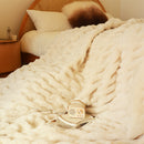 White Throw Blanket 150x200cm Double Layer Rabbit Fur Soft Cozy Home Decor