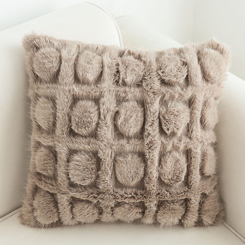Plush Velvet Square Throw Pillow 45cm Beige Soft Cushion Modern Decor