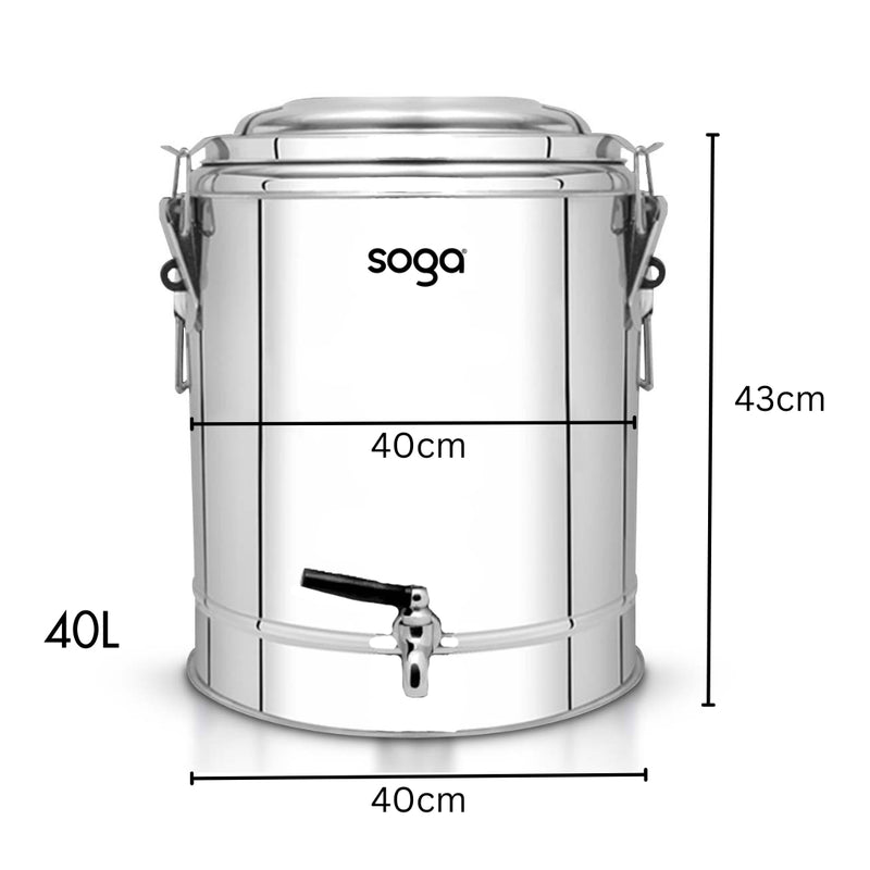 2X 40L Stainless Steel Insulated Beverage Dispenser With Tap Hot Cold