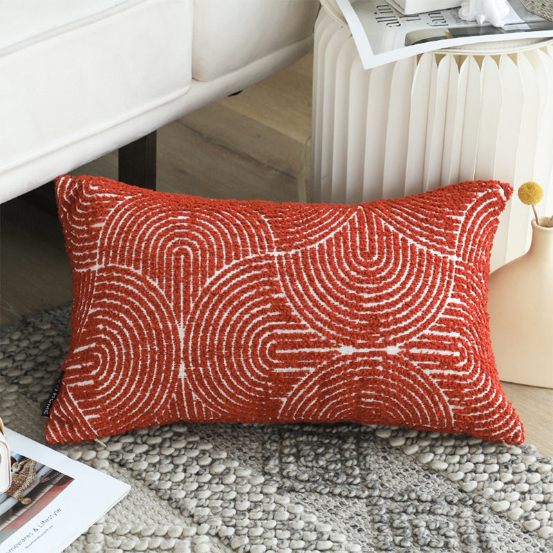 Throw Pillow Polyester Cotton 35x55x18cm Burgundy Corded Indoor Outdoor