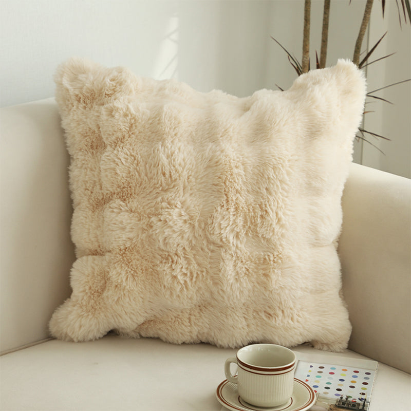 2X 50cm Square Polyester Throw Pillows Light Camel Rabbit Design Plush