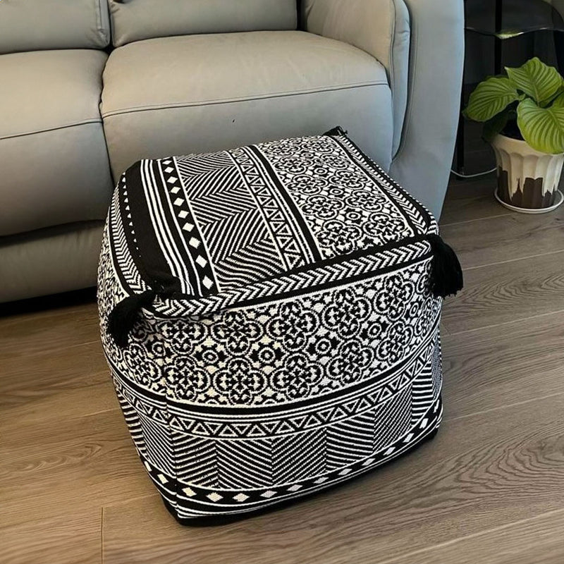2X 42cm Beige Polyester Fiber Floor Pouf Cushion EPP Particle Insert