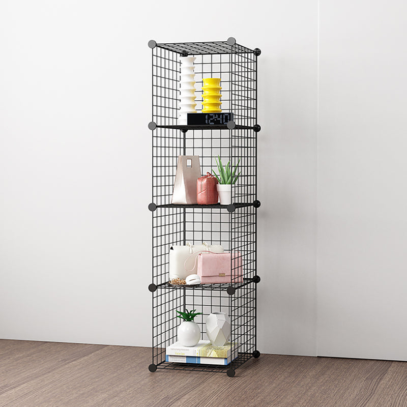 2X Black 4 Tier Portable Foldable DIY Modular Cube Storage Organizer Shelf