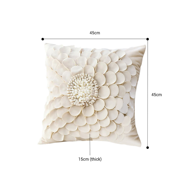 Plush Velvet Throw Pillow 45x45cm 15cm Thick Cream Floral