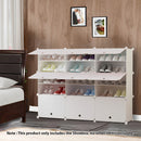 5 Tier 3 Column White Shoe Rack Organizer Stackable Footwear Storage Cabinet