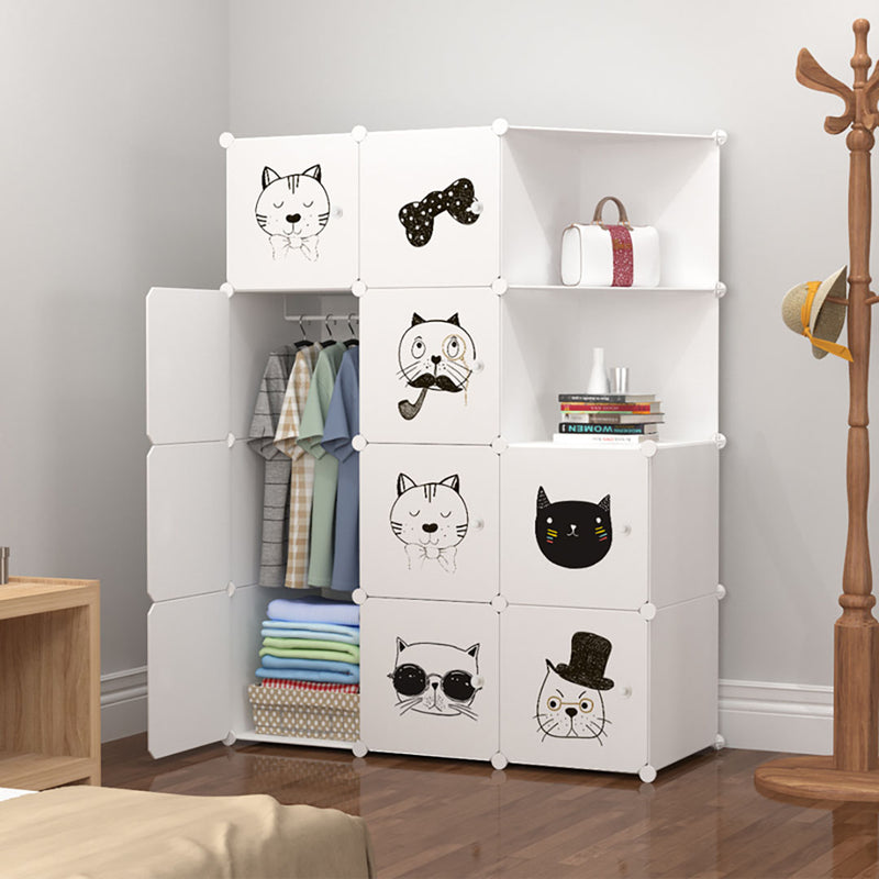 10 Cubes Portable Wardrobe Modular Plastic 110x37x146cm White With Doors
