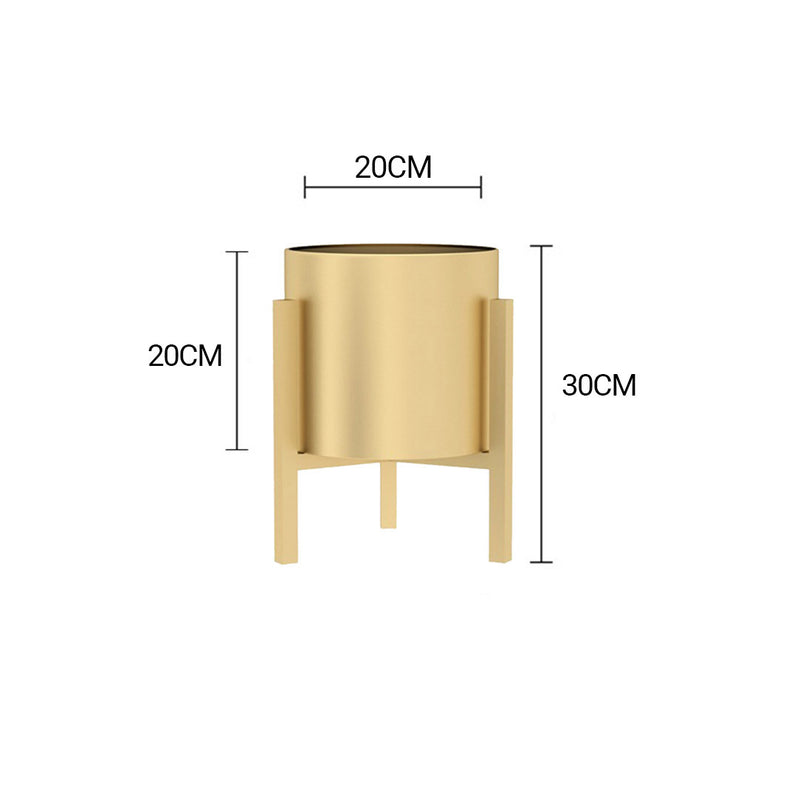 Metal Plant Stand Gold 30CM With 20cm Enamel Pot Corner Slim Indoor
