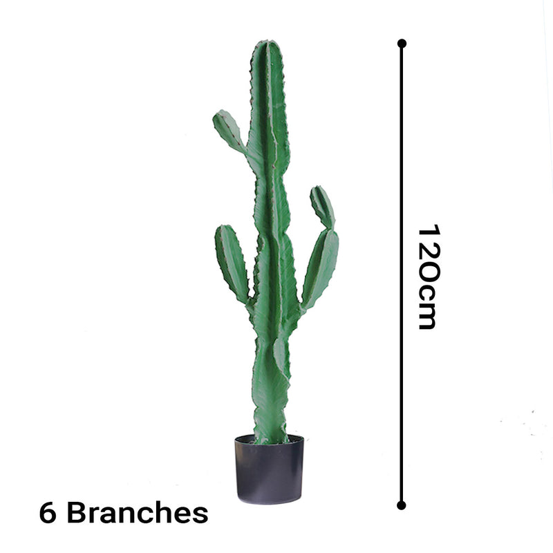 Artificial 120cm Green Indoor Cactus Tree Polyurethane Fake Plant 6 Heads