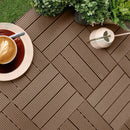 11 Pcs Light Chocolate Wooden Composite Decking Tiles Slip Resistant Outdoor