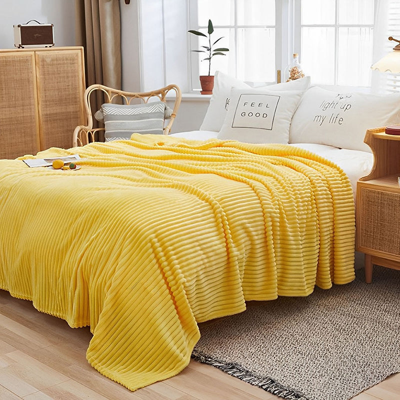 2X Yellow Thin Flannel Polyester Throw Blanket 200 X 230 Cm Lightweight