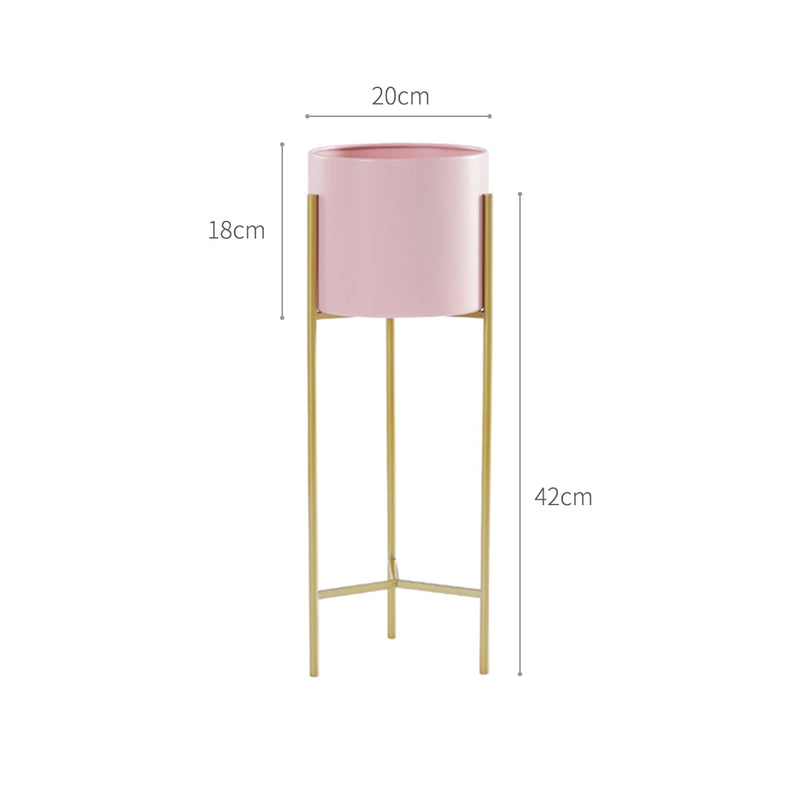 2X 2 Layer 42cm Gold Iron Plant Stand Pink Enamel Pot Corner Indoor