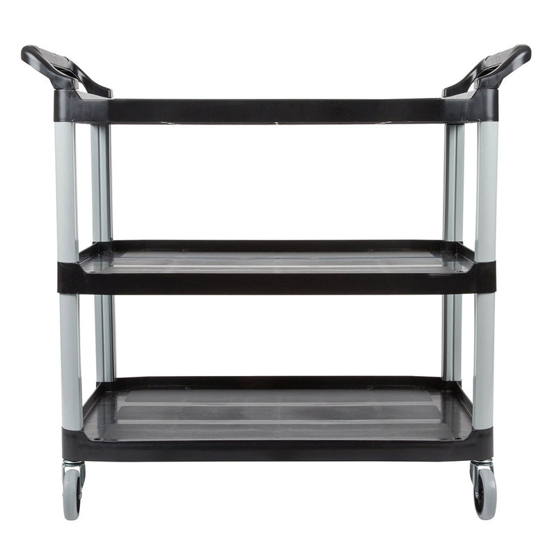 3 Tier PVC Trolley Cart 84x43x95cm Kitchen Storage Black Small Easy Assembly