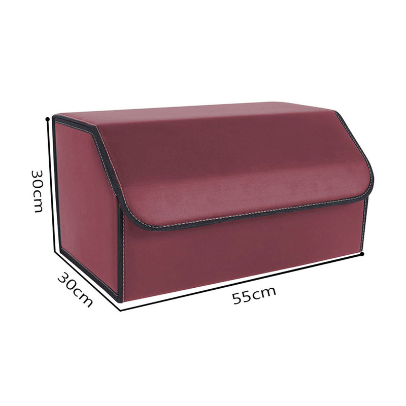 2X Large Leather Car Trunk Organizer 55 X 30 X 30 Cm Collapsible Red