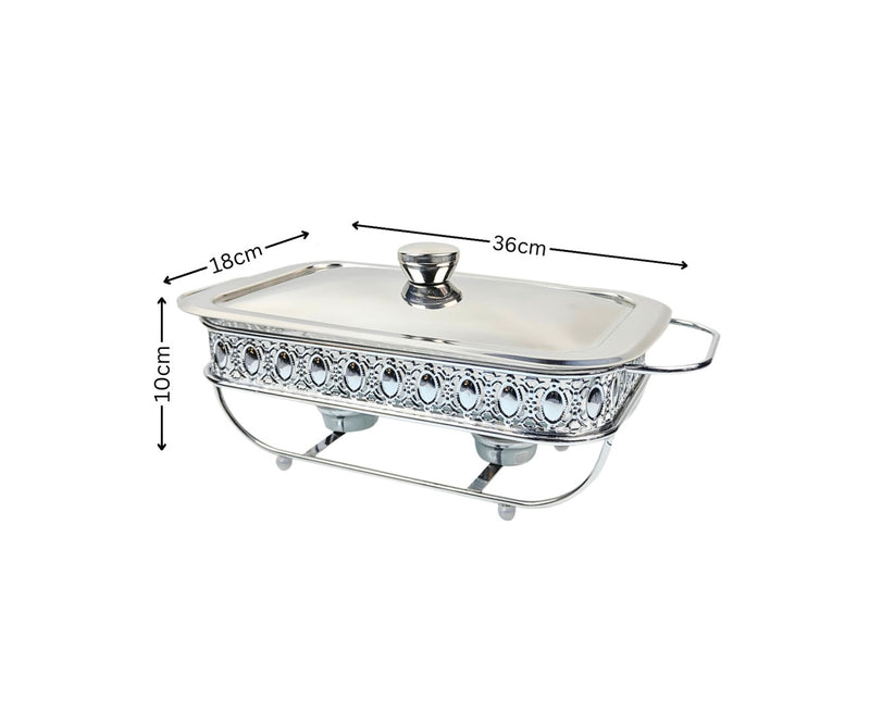 Portable 1.5L Lace Edge Dining Stove Glass Pot Stainless Steel Lid Silver