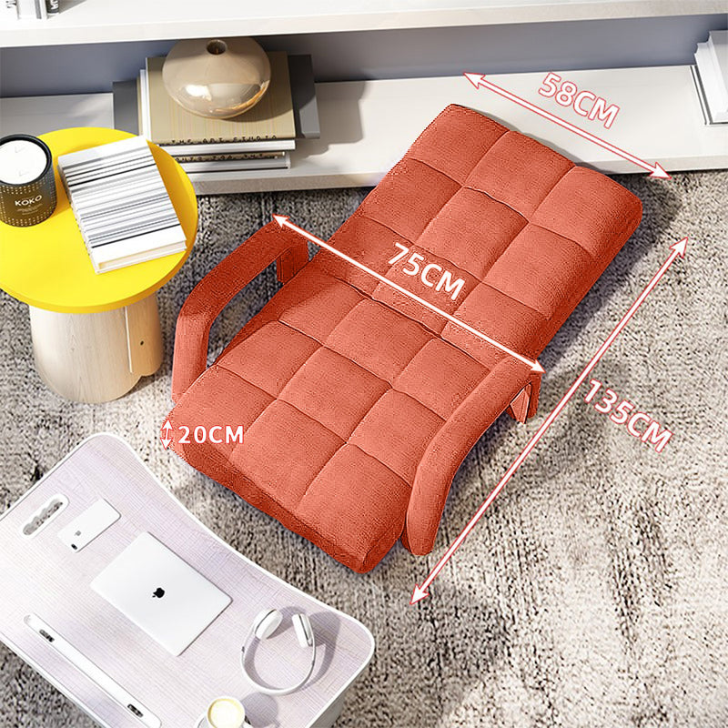 Foldable Adjustable Linen Floor Recliner Chair 135 X 58 X 20cm Orange Armrest