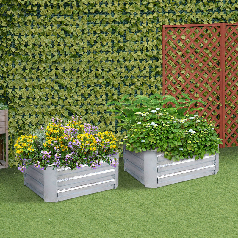 60cm Hexagon Galvanized Iron Raised Garden Bed Silver Tool Free Assembly