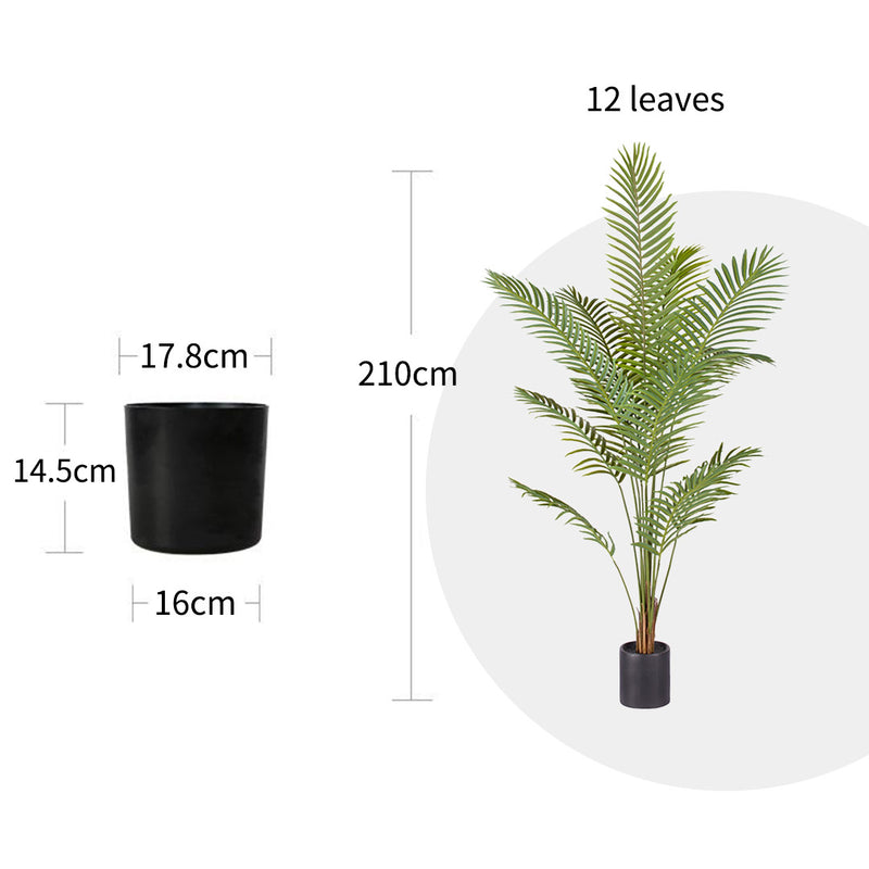 4X Artificial Areca Palm Trees Polyethylene 210cm Indoor Pot Green