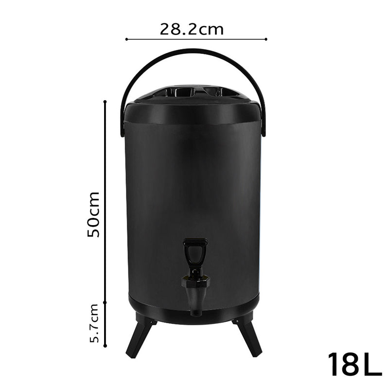 18L Stainless Steel Insulated Beverage Dispenser Hot And Cold With Faucet Black