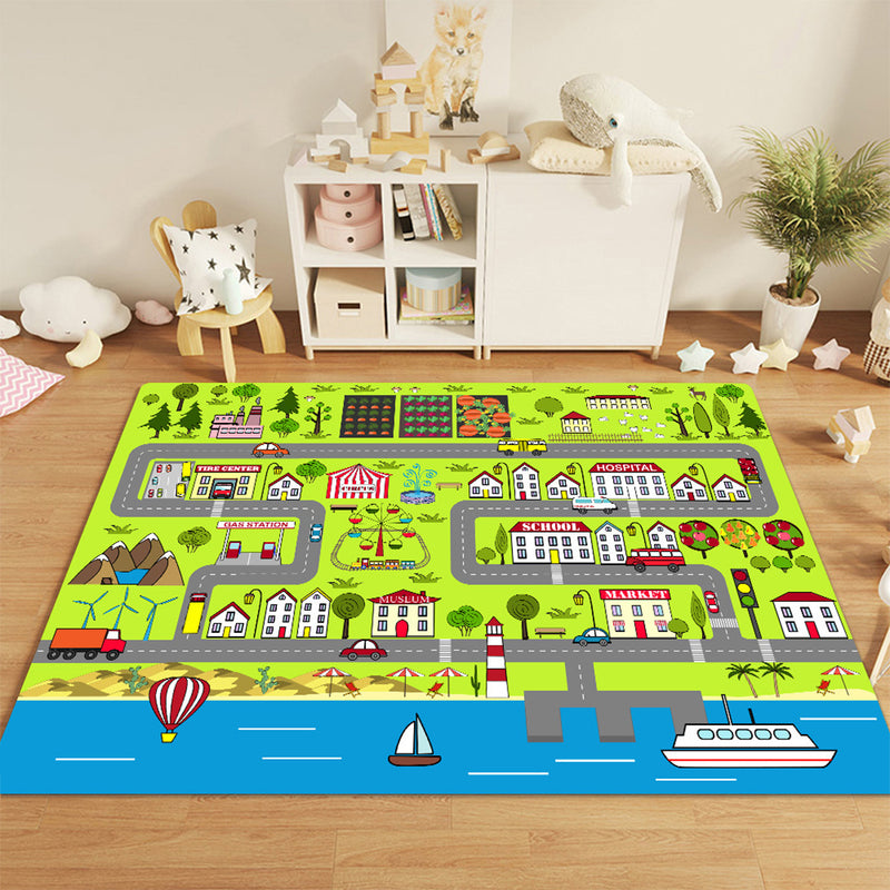 2X 120cm Kids Rug Play Mat Educational Street Map Multicolor Soft Durable