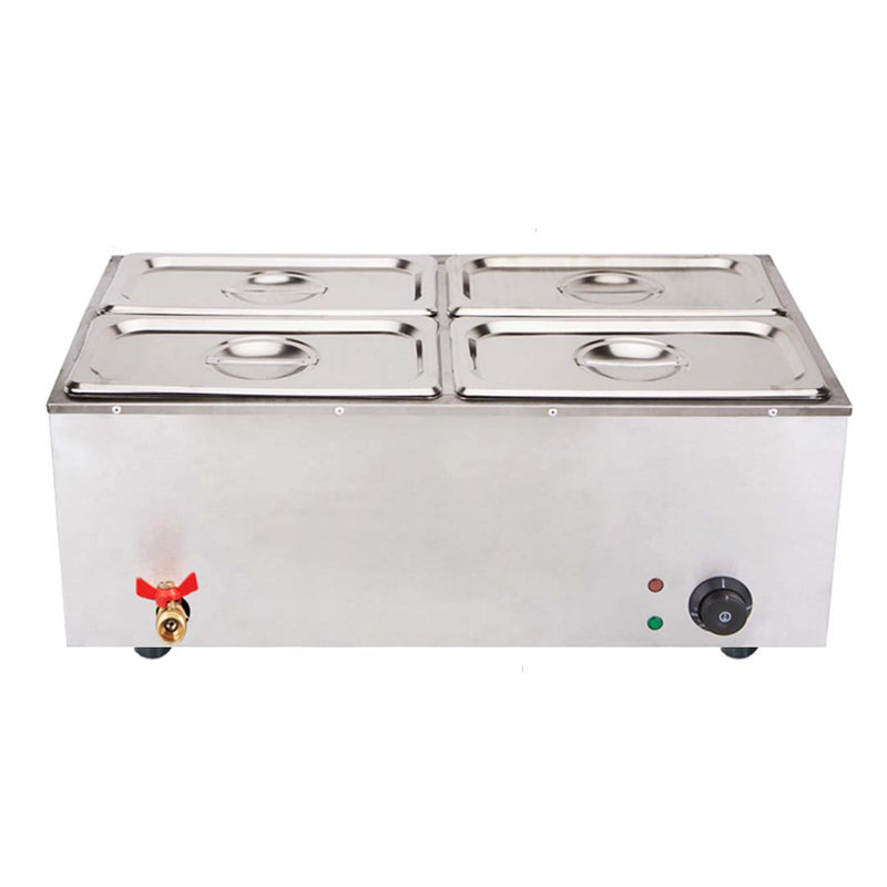 2X Stainless Steel Electric Bain Marie Food Warmer 4 X 1/2 GN Pan With Lid