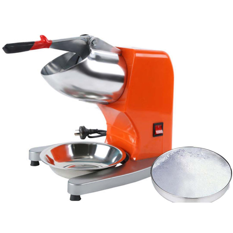 Electric Stainless Steel Ice Shaver Crusher 300W Commercial Orange 65kg/hr