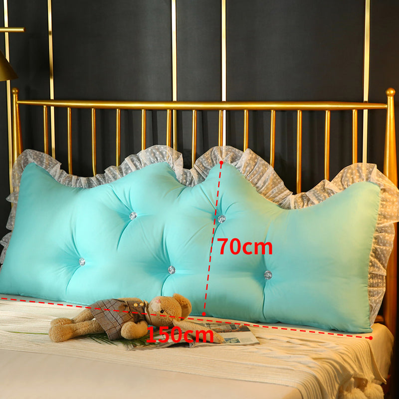 4X 150cm Light Blue Princess Headboard Pillow Polyester Crown Tufted Ruffle Lace