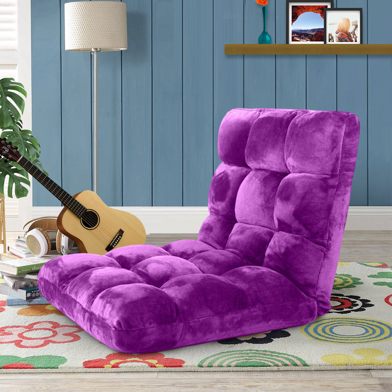 6 Position Floor Recliner Folding Cushion Memory Foam Plush 108x53x10cm Purple