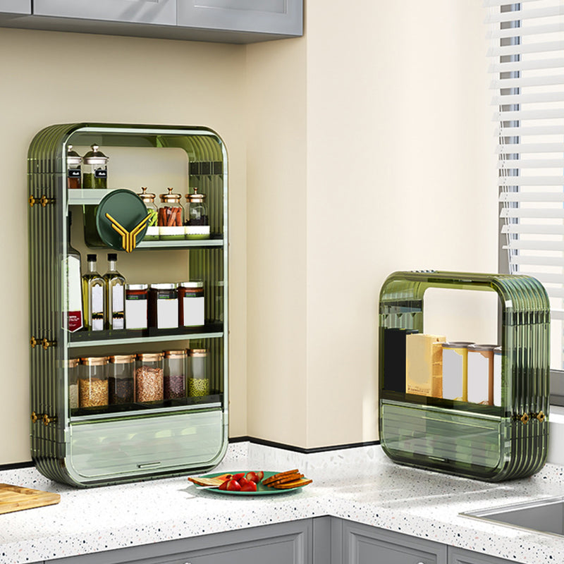 Green Multi Tier Cosmetic Storage Rack ABS Vanity Tray Bathroom Organizer
