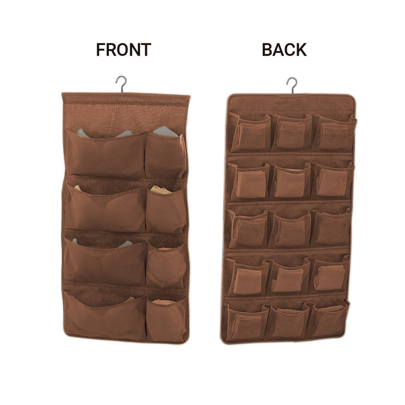 Coffee Double Sided Hanging Storage Bag Mesh Pockets Organizer 44.5x83cm
