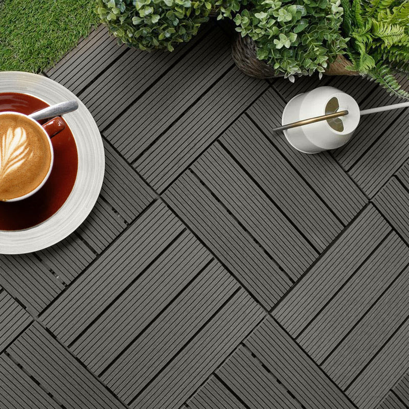 11 pcs Wooden Composite Decking Tiles Grey 30X30cm Outdoor Slip Resistant