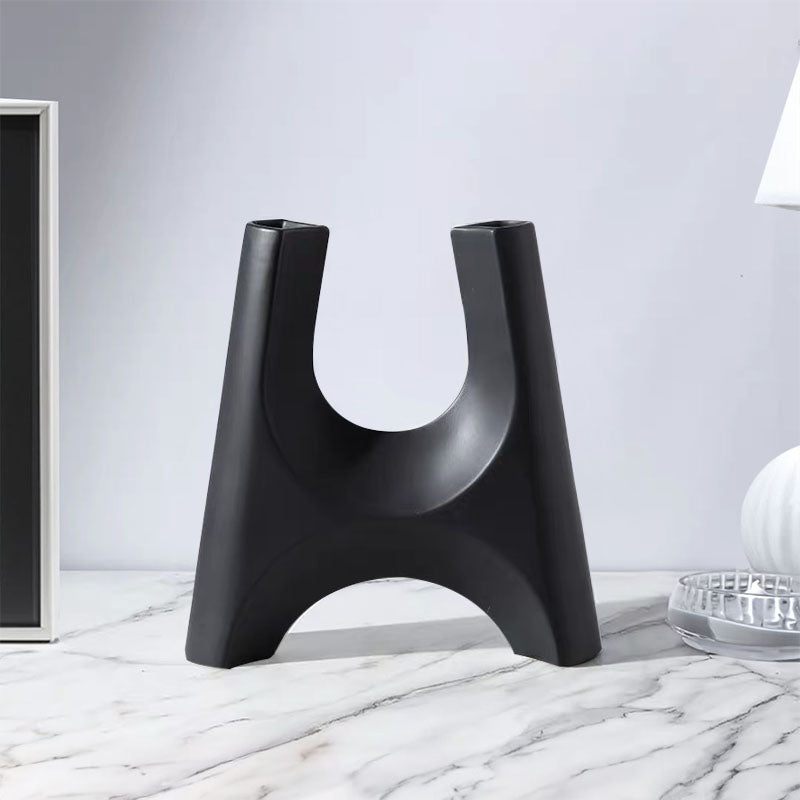 42x39cm Ceramic Bottle Holder Plant Pot Stand Black Modern Minimalist Ornament