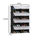 8 Tier 2 Column Shoe Rack Organizer Black Stackable Storage with Cover