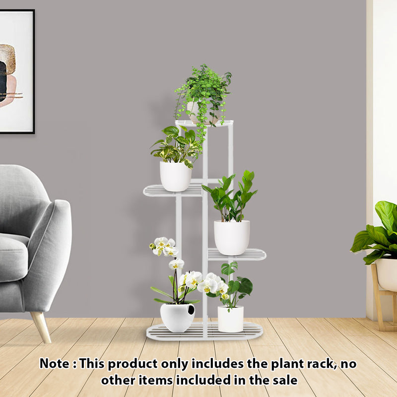 2X 4 Tier 5 Pots White Metal Plant Stand Rack Indoor Space Saving 44.5x22x82cm