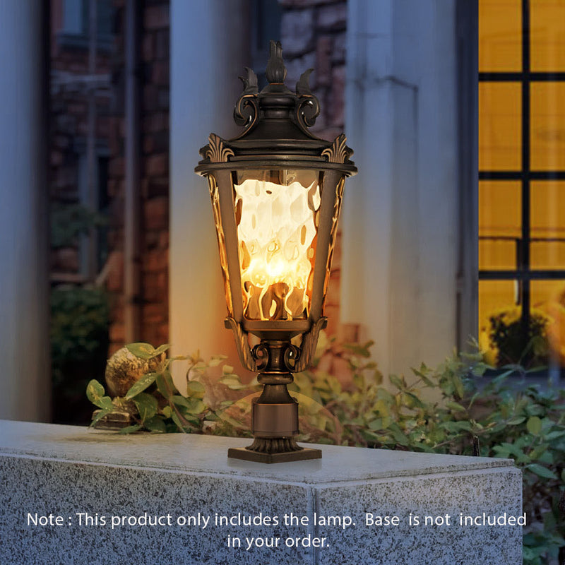 4X Vintage Outdoor Post Lantern Aluminum Amber Glass 63.5cm Dark Brown