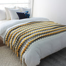 Yellow Zigzag Striped Acrylic Throw Blanket 170cm Fringed Knitted Woven Decor