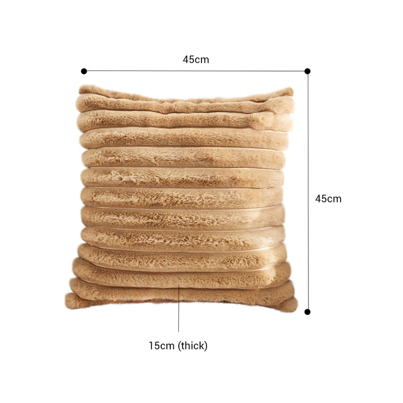 Velvet Pillow Cover 45x45cm Textured Brown Throw Cushion Soft Modern Decor