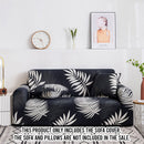 1-Seater Sofa Cover Leaf Design Stretch Slipcover Protector Dark Blue 90-140cm