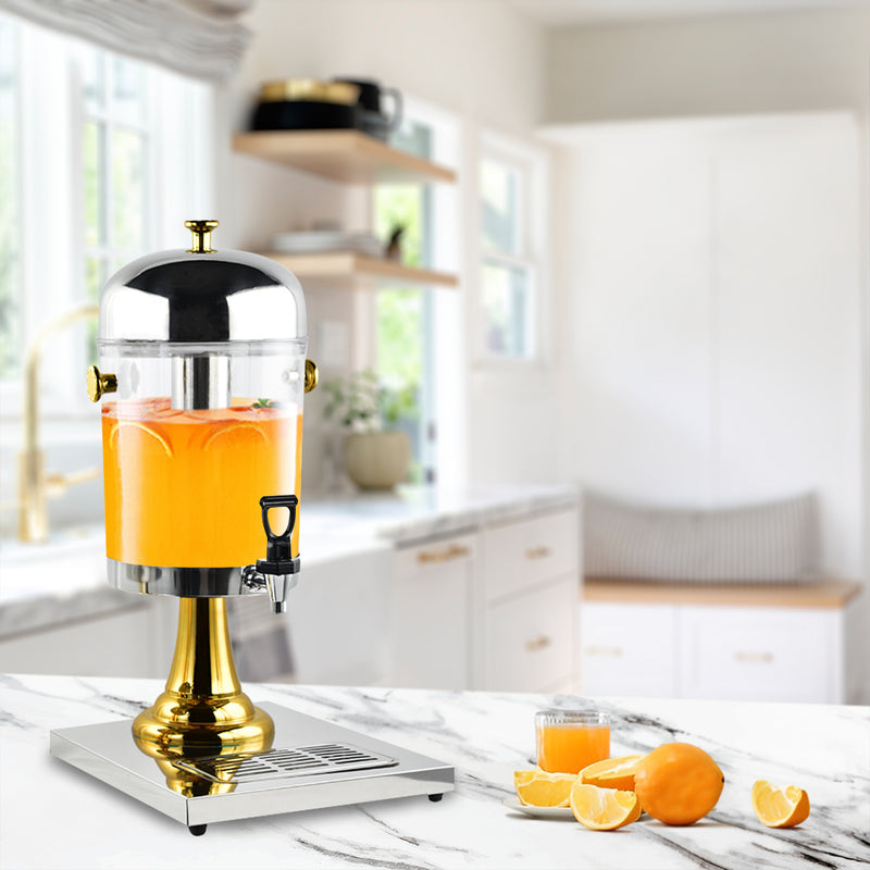 8L Stainless Steel Beverage Dispenser Transparent Jug Commercial Grade