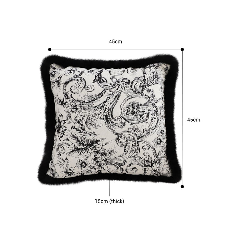 2X Plush Velvet Floral Jacquard Fringe Cushion 45x45cm 15cm Multicolor Polyester