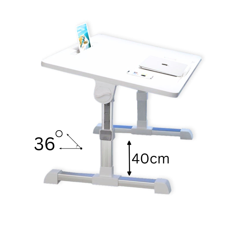 2X 60X40cm White Aluminum Foldable Adjustable Laptop Bed Table