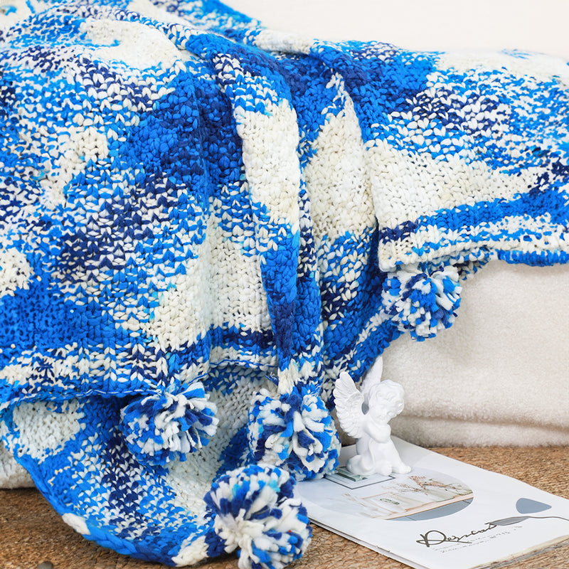 2X 90x200cm Throw Blanket Polyester Blue Gradient Design Decorative Cozy Warm